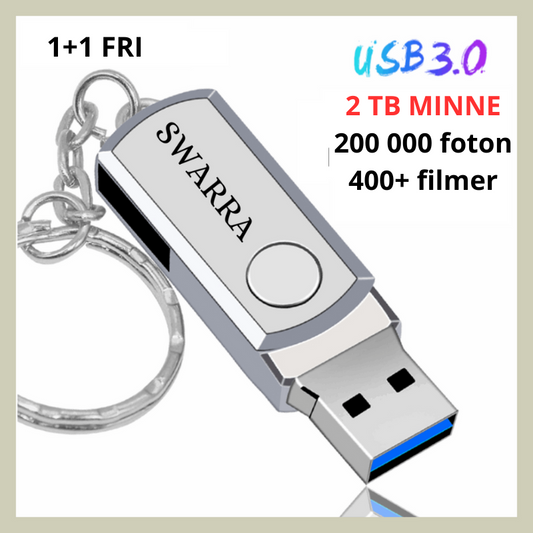 2 TB høyhastighets USB-stick (1+1 gratis)