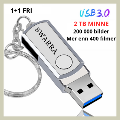 2 TB høyhastighets USB-stick (1+1 gratis)